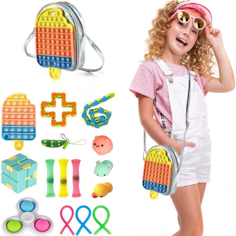 New Pop It Fidget Purse Popsicle Shoulder Bag with Sensory Fidget Toys